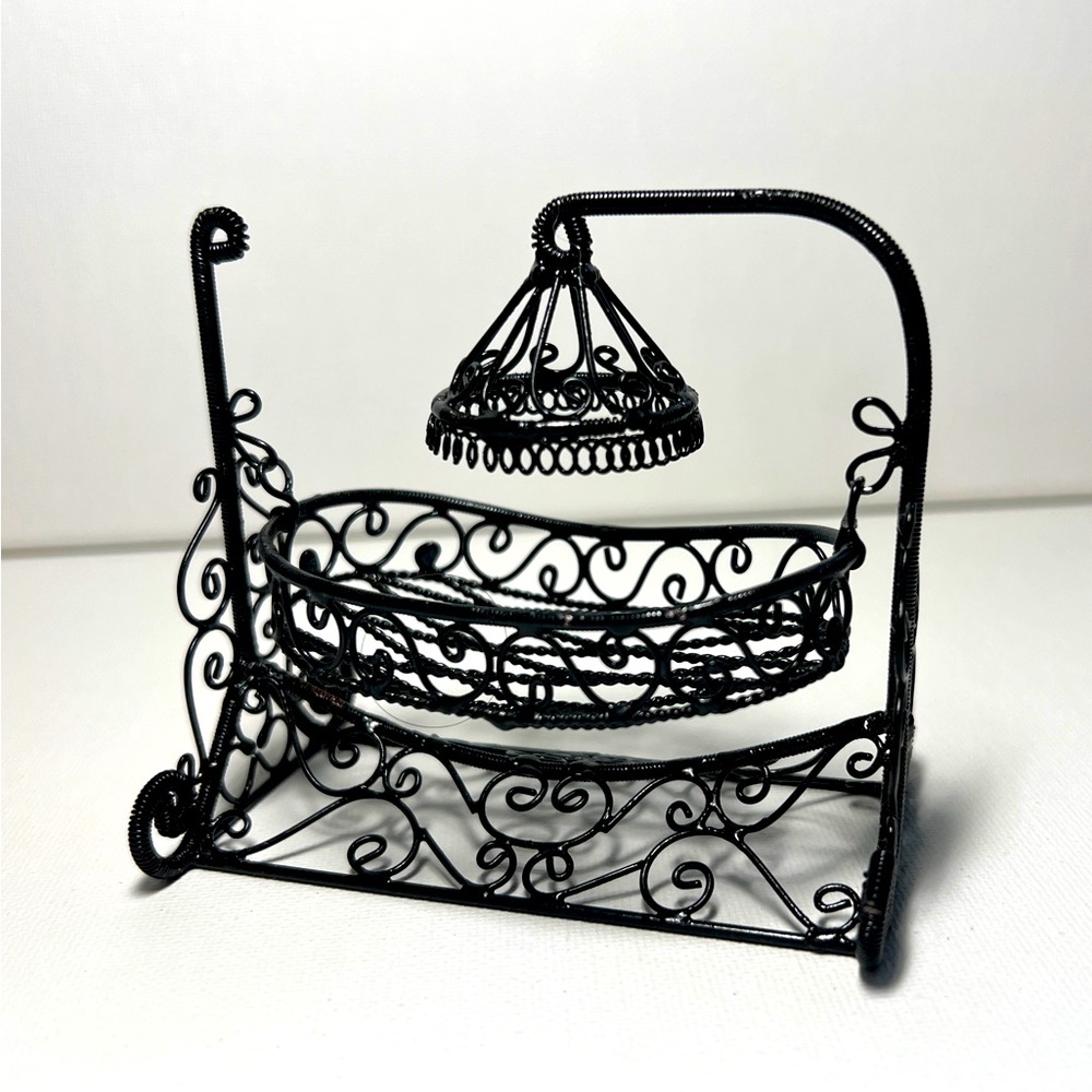 Black Dollhouse Wire Rocking Bassinet